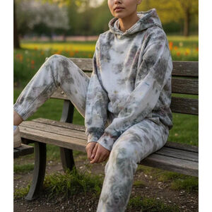 XL Ice-Dyed Hoodie & Jogger Set: Heavyweight Unisex Streetwear